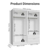 Madesa 4 Doors 2 Drawers Wardrobe Set Armoire Closet Bedroom Storage Cabinet with Shelves and Hanging Space 63" L Wooden Clothing Organizer Unit (White) Madesa