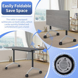 ZanyCajole Conference Room Table, Folding Conference Table with Silent Wheels, Modular Flip Top Mobile Training Tables for Office, Training Room, Meeting Rooms, School, 2-16 Person (10, Grey, 70.8in) ZanyCajole