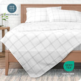 Bare Home Full Sheet Set - Luxury 1800 Ultra- Soft Double Brushed Microfiber - Deep Pockets - Easy Fit - 4 Piece Bedding Sheet Set (Full, Modern Plaid - White/Grey) Bare Home