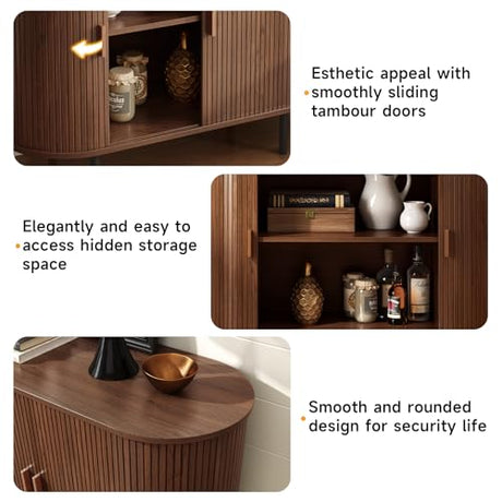 ONBRILL 40" Sideboard Buffet Cabinet with Storage, Storage Cabinet with Sliding Door & Adjustable Shelf, Modern Accent Coffee Bar Console Table for Kitchen, Entryway, Walnut ONBRILL