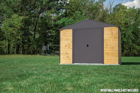 Arrow 10' x 12' Ironwood Galvanized Steel Hybrid Outdoor Shed Kit, Anthracite Arrow