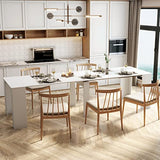 SSLine Rectangular Extendable Dining Table 35"-118" Super Long Conference Meeting Table for 6 8 12 People Modern White Expandable Kitchen Tables for Home Office Computer Table SSLine