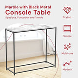 Safdie & Co. - Metal Console Table, Marble Black Console Tables for Entryway, Use As Doorway Table, Narrow Bar Table, or Accent Furniture for Decorating Foyer, 12 x 28 x 31 Inches Safdie