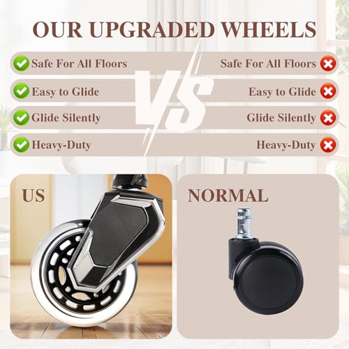 Home Office Desk Chair Retro Faux Leather Chair with Lumbar Support &Rubber Wheels, Mid Back Ergonomic Computer Chair Swivel Rolling Work Chair Coolka
