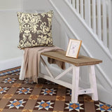 Wnutrees 43" Farmhouse Wood Bench, Narrow Bench, Long Bench Seat for Entryway, Living Room, Dining Room, Solid Wood, White Wnutrees