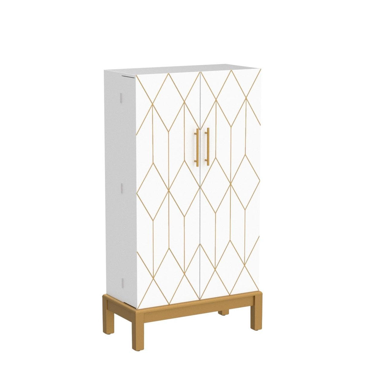 ARTPOWER 45'' Kitchen Pantry Cabinet with Gold Trim, Pantry Cabinets with Doors and Adjustable Shelves, Food Pantry Cabinet for Kitchen, Dining Room and Living Room,Classic White Cabinet with Gold Leg ARTPOWER