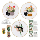 GLTAYLMY 3pcs Embroidery Kit for Beginners DIY Adult Beginner Embroidery Kits with Cat Pattern 1 Embroidery Hoops Needles Threads and Instructions