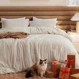 Bedsure Full Comforter Set - Beige Soft Bedding for All Seasons, Cationic Dyed Bed Set, 3 Pieces, 1 Full Size Comforter (82"x86") and 2 Pillow Shams (20"x26"+2") Bedsure