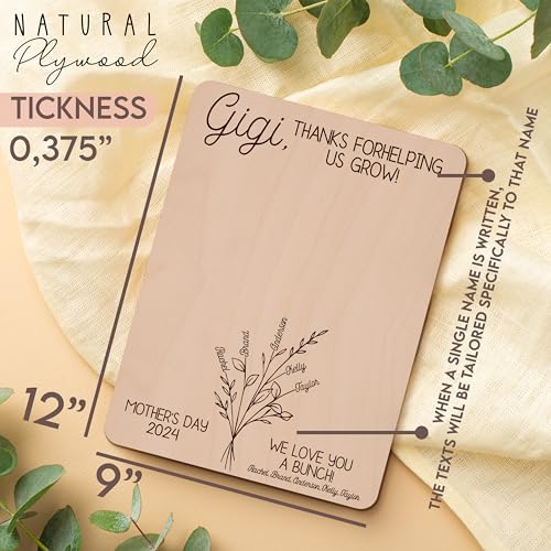 Personalized DIY Flower Handprint Wooden Sign Gifts for Nana & Mom, Customized Mother's Day Wood Wall Art Gift for Grandma & Mama Generic