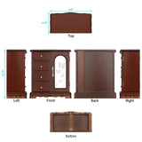 RR ROUND RICH DESIGN Jewelry Box - Made of Solid Wood with 4 Drawers Organizer and Built-in Necklace Carousel and Large Mirror Brown RR ROUND RICH DESIGN