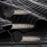 Comfort Spaces Kienna Quilt Set-Luxury Double Sided Stitching Design Summer Blanket, Lightweight, Soft, All Season Bedding Layer, Matching Sham, Black, Coverlet Twin/Twin XL(66"x90") 2 Piece Comfort Spaces