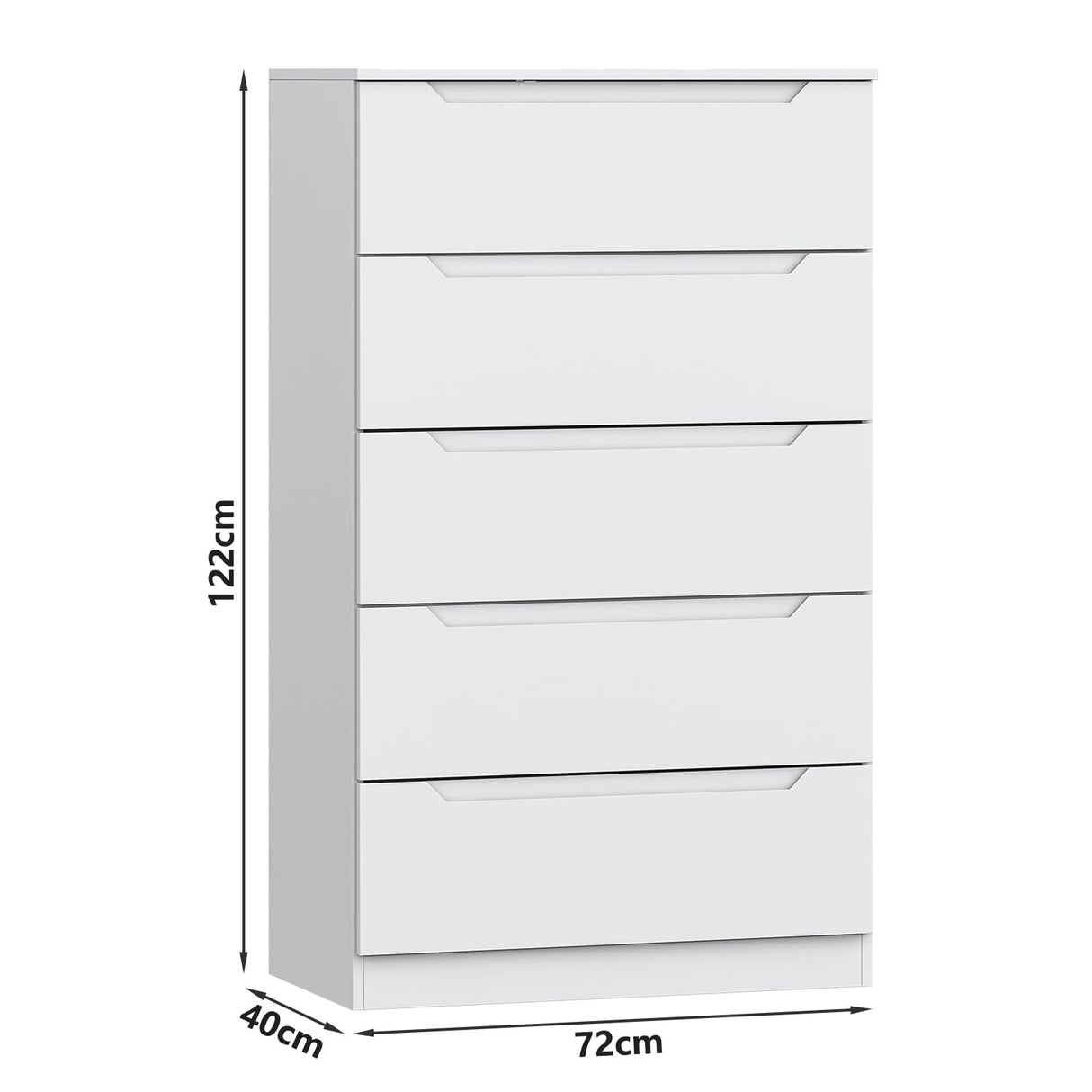 Winkalon White 5 Drawer Dresser for Bedroom, 48" H Tall Modern Chest of Drawers, Wood Storage Dresser with Deep Drawers for Living Room Hallway Entryway, White Winkalon