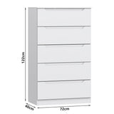 Winkalon White 5 Drawer Dresser for Bedroom, 48" H Tall Modern Chest of Drawers, Wood Storage Dresser with Deep Drawers for Living Room Hallway Entryway, White Winkalon