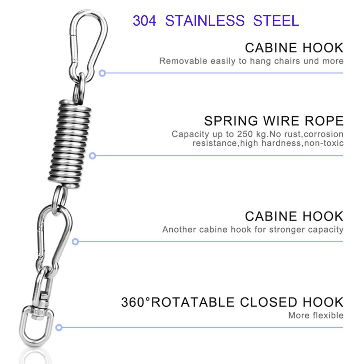 MEICOCO Heavy Bag Hanger, Heavy Bag Spring for Heavy Bag, Punching Bag Hanger Set with Carabiners and Spring for Punching Bags, Hammock up to 450lbs MEICOCO
