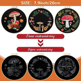 Crowye 5 Sets Mushroom Embroidery Kit Cross Stitch Kits for Beginners Cross Stitching Set for Adult DIY Stamped Starter Needlepoint with Thread Needle for Craft Lover