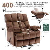 Euthymia Oversized Recliner Chair, Large Recliner Chair Chairs for Adults 400LBS, XL Biggest Manual Fabric Heavy Duty Recliner Chair, Extra Wide Recliners for Living Room, Brown