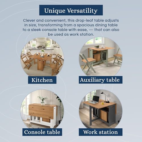 SECONIQUE Santos Butterfly Dining Set – 4 Assembled Foldable Chairs + 1 Folding Table – Space-Saving Table with Nesting Chairs - Compact and Easy to Assemble - Green & Rustic Pine Wood SECONIQUE