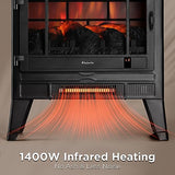 TURBRO Suburbs 25" WiFi Electric Fireplace Infrared Heater with Crackling Sound, Freestanding Fireplace Stove with Adjustable Flame Effects, Overheating Protection, Timer, Remote Control 1400W TURBRO
