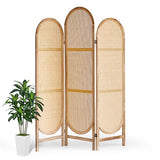 Asnefeli Room Divider 3 Panels, Hand-Woven Rattan Room Divider Wall, Foldable Wood Divider Screen, Creative Divider Wall, Folding Privacy Screens, Unique Design Privacy Divider Panel (Natural) Asnefeli