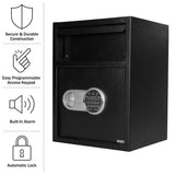 Electronic Safe Deposit Box - Drop Safe with Digital Keypad and 2 Manual Override Keys for Business Cash Drops or Home Safety by Paragon Safes (Black) Paragon Lock & Safe