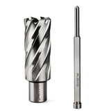 OSCARBIDE 1-1/16"x2"Annular Cutter 1-1/16 inch Cutting Diameter,2 inch Depth of Cut,3/4 inch Weldon Shank 2 Flat Mag Drill Bit with Pilot Pin for Magnetic Drill Press,1 Piece OSCARBIDE