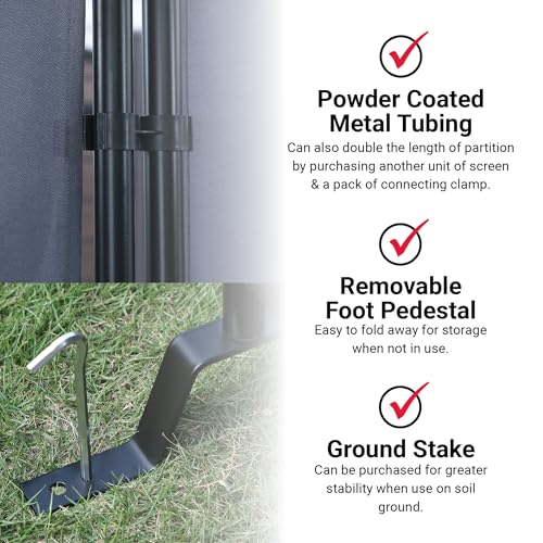 Proman Products - Galaxy Section Divider, Water Repellent Fabric Room Divider with Black Powder Coated Metal Frame for Indoors or Outdoors (Grey) Proman Products