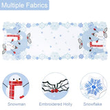 Christmas Table Runner 36 inches Long Snowman Snowflake Blue White Embroidered Dinning Table Decorations Winter Holiday Xmas YINFUNG