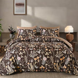 Yiran Brown Comforter Set King Size, 7 Piece Floral Comforter Bedding Set, Farmhouse Bed in a Bag, Soft Microfiber Complete Bedding Set with Sheets for All Season Yiran