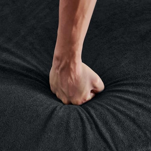 Ball & Cast Convertible Sleeper Sofa Bed with Storage Chaise, L Shaped Pull Out Couch with Retractable Table, Cup Holders,LED Light & USB Ports,Chenille Corner Sectional Couches for Living Room,Black Ball & Cast