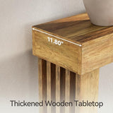 LITTLE TREE 70.9-Inch Extra Long Narrow Console Table, 2-Tier Brown Wooden Sofa Table for Living Room, Large Hallway Foyer Table with Heavy Duty U-Shaped Pedestal LITTLE TREE