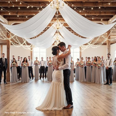 2 Panels 5ft(W) x 20ft(H) White Ceiling Drapes for Wedding Parties – 20 FT Extra Long Thick Polyester Wrinkle-Free Drapery Tent Decor Decorations for Birthday Party Ceremony Stage Swag Party Village