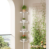 shuang qing 360° Rotating Corner Shower Caddy Tension Pole Organizer - 4-Tier Adjustable Rustproof Metal Pole, Plastic Shelves with Safety Guardrail, Bathroom Storage for Shower & Bathtub(White) shuang qing