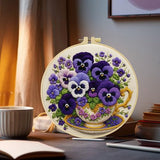 JOZYSH Flower Embroidery Kit for Beginners with Stitch Video, Flower Cross Stitch Kits for Adults, Starter, Hand Craft Lover Practice with Floral Stamped Pattern, 1 Hoops, 8 Needles, Scissors, Tools