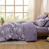 Bedsure Grayish Purple Twin Comforter Set - 5 Pieces Floral Bedding Sets Twin Bed in a Bag with Reversible Botanical Flowers Comforter, Sheets, Pillowcase & Sham Bedsure
