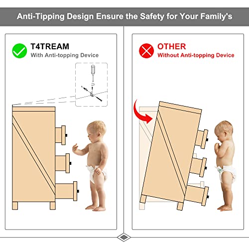 T4TREAM Farmhouse 6 Drawers Dresser for Bedroom, Wood Rustic Wide Chest of Drawers, Storage Dressers Organizer for Bedroom, Living Room, Hallway, Light Rustic Oak T4TREAM
