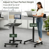 SageNest Adjustable Mobile Standing Desk, Rolling Sit-Stand Laptop Desk with Locking Wheels, Compact Portable Computer Table for Home Office or Dorm, Black SageNest