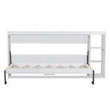 RuiSiSi Horizontal Murphy Bed Twin with Storage, Hideaway Wall Bed with Bookcase, can be Folded into a Cabinet, Twin Murphy Bed Cabinet Space-Saving for Guest Room Bedroom Office, White RuiSiSi