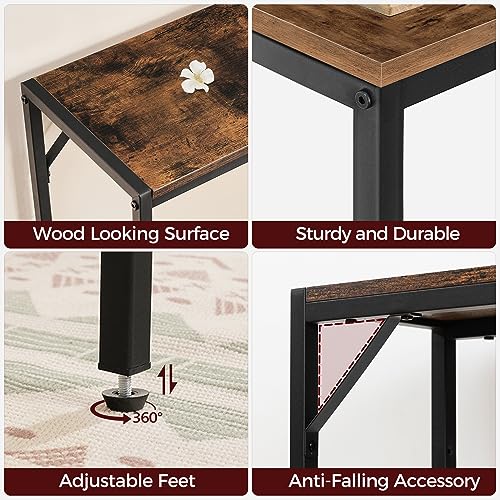 MAHANCRIS Console Table, Narrow Sofa Table, 43.3” Entrance Table with Power Station, Behind Couch Table, Simple Style, for Living Room, Hallway, Entryway, Foyer, Rustic Brown and Black CTHR112E01 MAHANCRIS