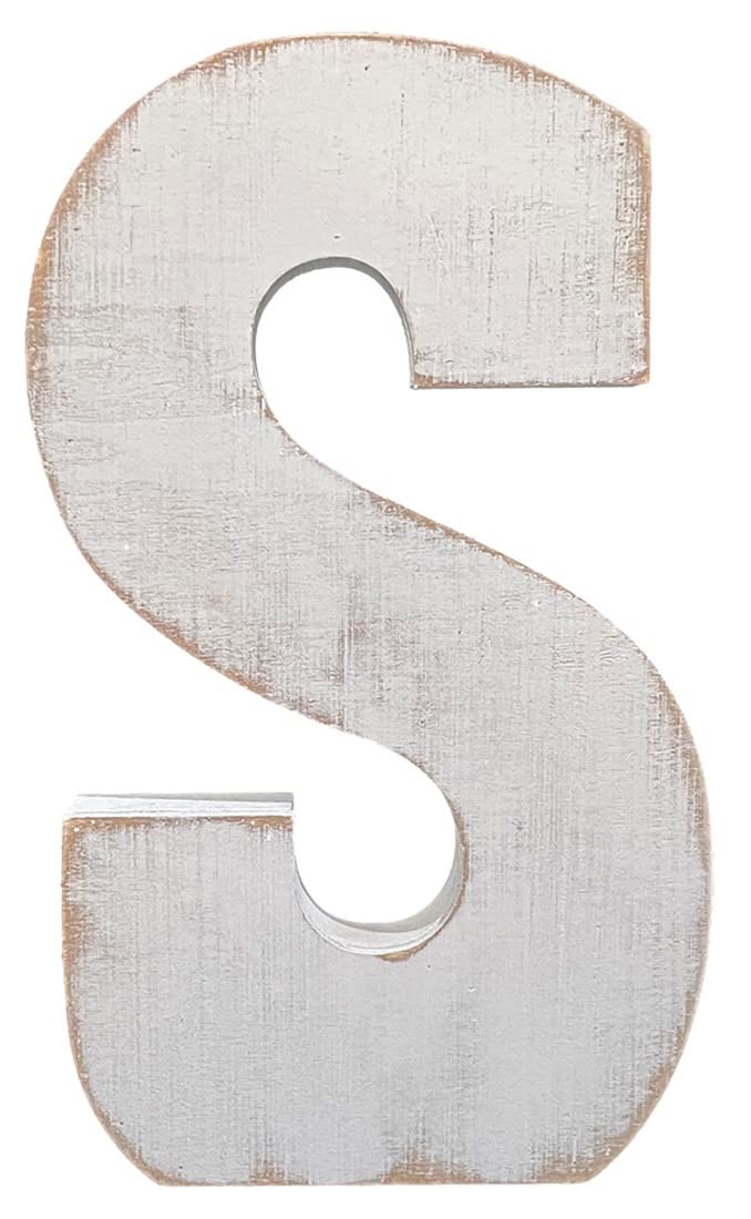 ABELOTS Distressed White Wash Wood Letter Decorative Signage, 10.0 x 5.91 inches, Love, Style S ABELOTS