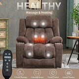 2024 Power Lift Recliner Chair with Full-Body Massage and Heat for Elderly, Hand Remote Control, Upgraded Powerful Motor, Extended Footrest, USB Ports, Stainless Steel Cup Holders, Chenille Brown Trustyue