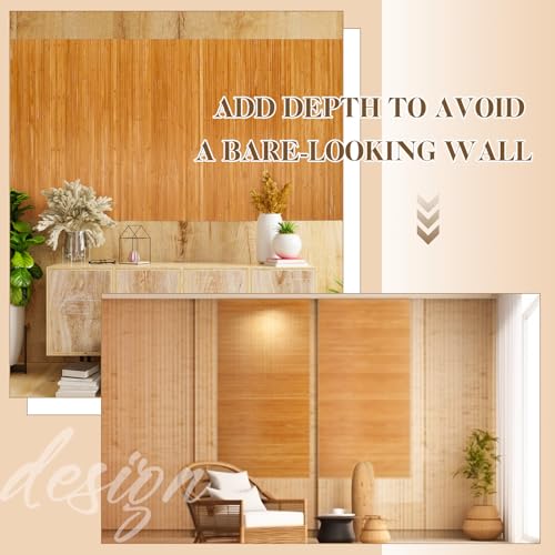 Juexica 2 Pcs Natural Bamboo Wall Panel 4 x 2 ft Bamboo Covering Renewable Pole Wrap Fencing Wainscoting Room Divider for Interior Wall Decoration Bedroom Living Room Ceiling Tiles Outdoor Kitchen Juexica