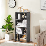 VECELO 42" Modern Gray Bookshelf - 7-Cube Organizer for Tall Hardcovers, Easy Assembly VECELO