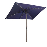 Aok Garden 6.5FT × 10FT Solar LED Lighted Patio Umbrella with Push Button Tilt and Sturdy Aluminum Ribs for Deck Lawn Pool & Backyard - Dark Blue Aok Garden