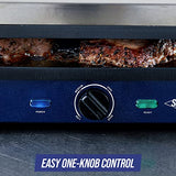 Blue Diamond Electric Contact Griddle, Healthy Ceramic Nonstick, PFAS & PFOA-Free, Open Flat Design, Metal Utensil Safe, Drip Tray, Dishwasher Safe Removable Plates, Adjustable Temperature, Blue Blue Diamond