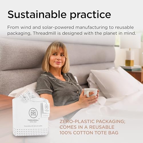Threadmill 100% American Supima Cotton Sheets King Size - 1000 Thread Count, 4Pc King Size Sheet Set, Smooth Sateen Sheet, Ultra Luxury Bed Sheet, 17" Deep Pocket King Sheet Set - White Sheets Threadmill