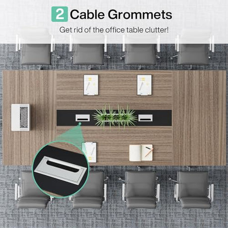 Tribesigns 8FT Conference Table, 94.49 L x 47.24 W x 29.53 H Inches Large Meeting Podcast Table for 10 People, Business Style Wooden Training Table with Strong Metal Frame for Office Conference Tribesigns