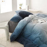 Pureant Gradient White Blue Comforter Sets Full Sky Blue Velvet Bedding White and Blue Gradient Fluffy Blanket Gradient Ombre Flannel Quilt Watercolor Art Bedding Plush Soft Bed Pureant