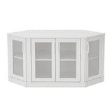 Panana Corner TV Stand, 47 Inch TV Media Console Table with 4 Doors and Shelves, Living Room Storage Entertainment Center for TVs up to 51 Inch (White) Panana