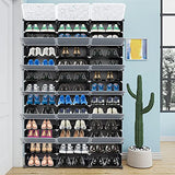 Gainvieyee 12-Tier Portable 72 Pair Shoe Rack Organizer, 36 Grids Tower Shelf Storage Cabinet Expandable Stackable Space with Door for Heels, Boots, Slippers Black Gainvieyee
