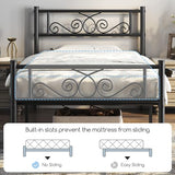 Yaheetech Twin Bed Frames Metal Platform Bed with Headboard and Footboard No Box Spring Needed Easy Assembly,Under-Bed Space: 12.6''/Black/Twin Bed Yaheetech